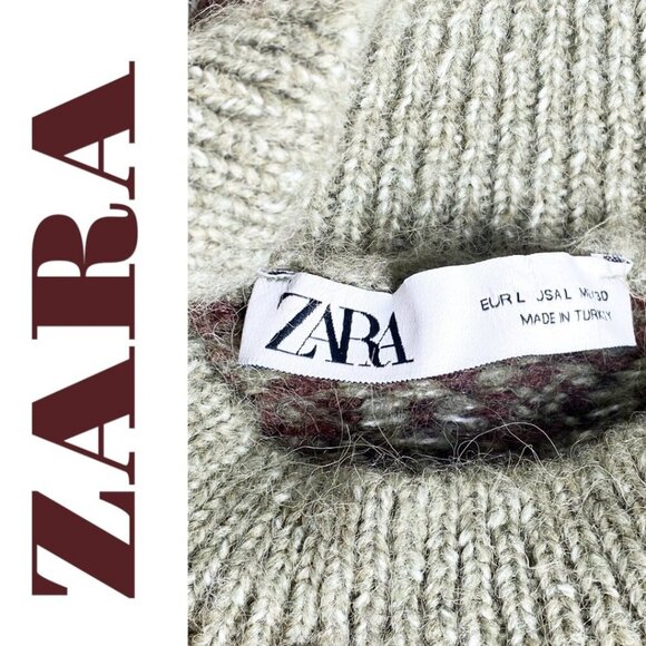 ZARA BLOGGER FAVE Wool Houndstooth Mock Neck Mini Sweater Dress, Large - Picture 7 of 12